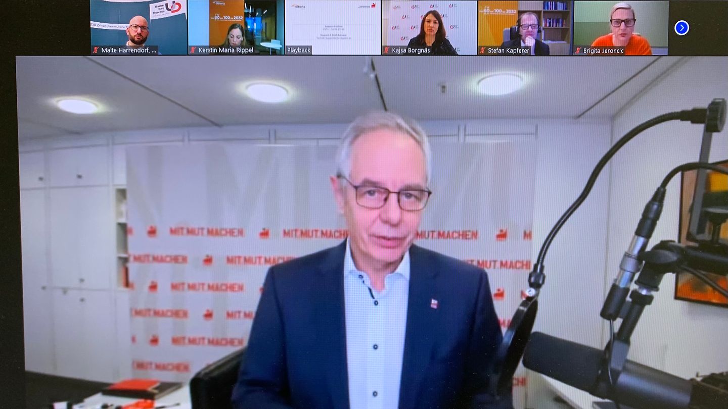 Michael Vassiliadis, IG-BCE-Vorsitzender, in der Online-Konferenz mit 50Hertz und Repräsentanten aus Wirtschaft, Politik und Gesellschaft.