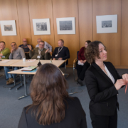 12. Jahrestagung IGBCE für Betriebsrätinnen und Betriebsräte am 04.12.2019 in der IGBCE Hauptverwaltung in Hannover. Workshop 3: Mobiles Arbeiten - wie sieht die betriebliche Praxis aus? Isabel Eder (IGBCE Abteilungsleiterin Mitbestimmung / Betriebsverfassung) und Dr. Anna Arlinghaus (Consulting XIMES GmbH). Foto: Christian Burkert